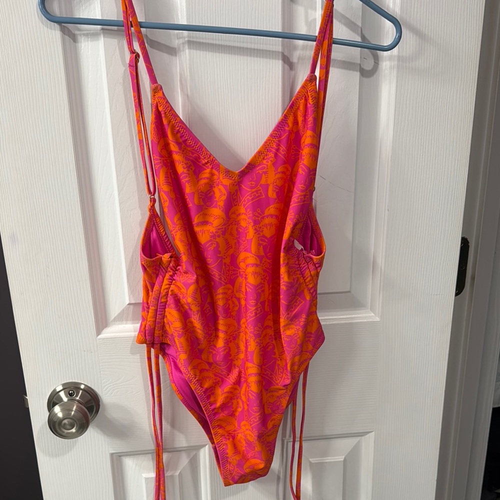 Vibrant Pink and Orange One Piece Swim by Ed Hardy